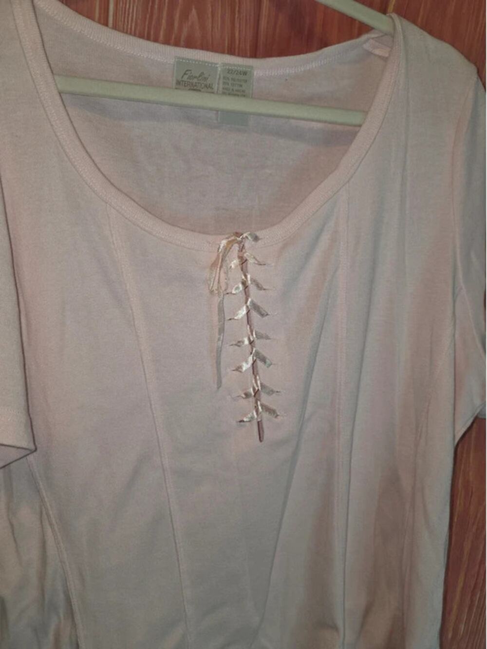 Fiorlini International Plus Baby Pink Satin Ribbon Corset Lace Top 22/24W
